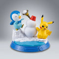 Pikachu and Piplup snowman Pokémon PVC vinyl mini diorama playset