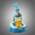 Pikachu and Squirtle fountain Pokémon PVC vinyl mini diorama playset