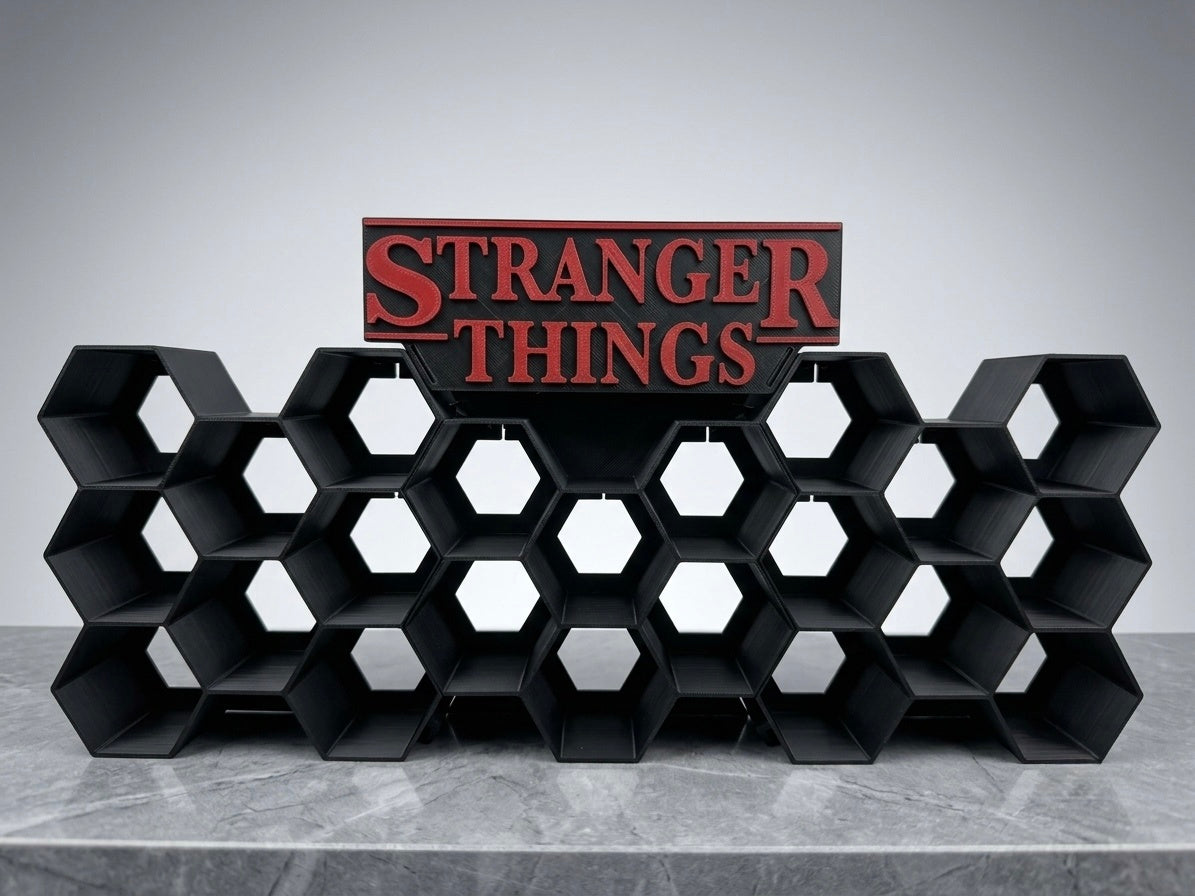 Stranger Things Honeycomb Kinderjoy Display Frame - 3D Printed Wall Shelf