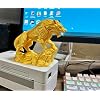 Decorative Wolf Statue Showpiece, Gold Silk Finish, 14 cm, Desk and Table Top Figurine for Home, Living Room