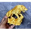 Decorative Wolf Statue Showpiece, Gold Silk Finish, 14 cm, Desk and Table Top Figurine for Home, Living Room