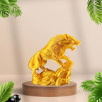 Decorative Wolf Statue Showpiece, Gold Silk Finish, 14 cm, Desk and Table Top Figurine for Home, Living Room