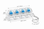 Mechanical Keyboard Switch Fidget Toy with Keychain - 4 Key Clicker Keycap Pad with Clear Housing and Blue Switches | Portable Stress Relief Finger Clicker for Office, Study and Gaming