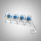 Mechanical Keyboard Switch Fidget Toy with Keychain - 4 Key Clicker Keycap Pad with Clear Housing and Blue Switches | Portable Stress Relief Finger Clicker for Office, Study and Gaming