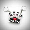 Craftgami 3D Printed Keychain, Stay Together Love Panda, Cute Couple Panda with Red Heart, 2 Pack
