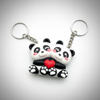 Craftgami 3D Printed Keychain, Stay Together Love Panda, Cute Couple Panda with Red Heart, 2 Pack