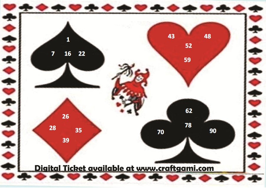 Digital Tambola Tickets - Casino Theme (Set B) Tickets No 21 to 40 - PDF File download