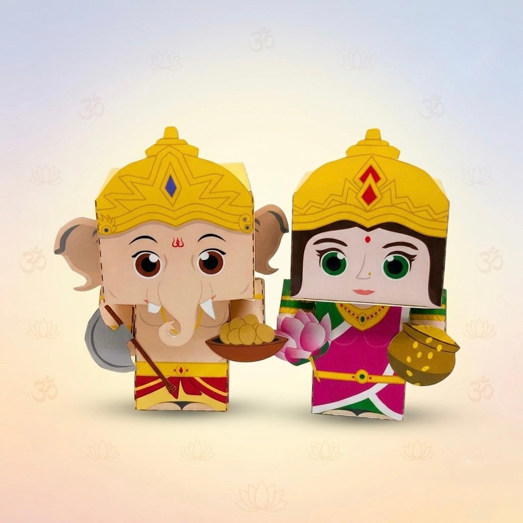 Craftgami Papertoys DIY Sheets – Ganesha &amp; Laxmi Papertoy