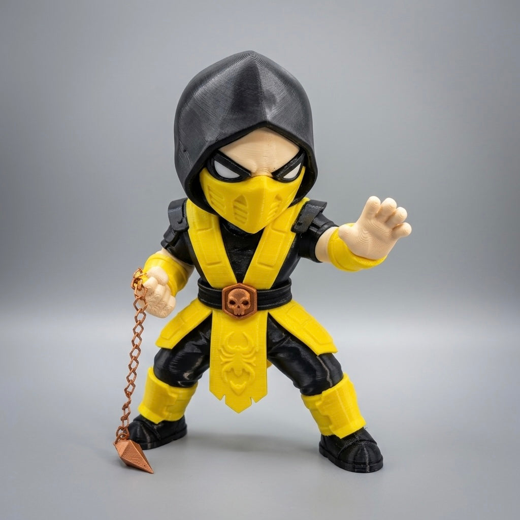 Scorpion Chibi Desk Buddy – 3D Printed Mortal Kombat Collectible (15cm)