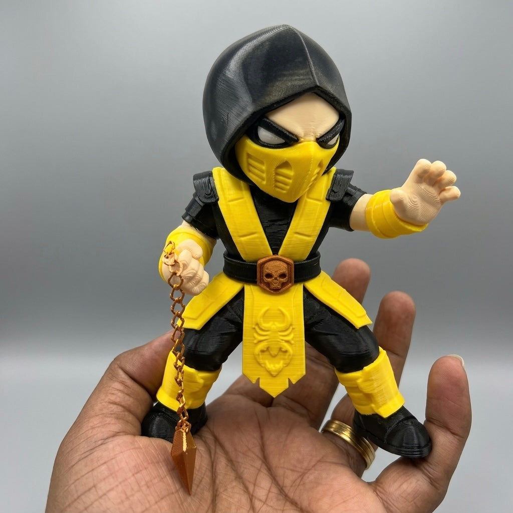 Scorpion Chibi Desk Buddy – 3D Printed Mortal Kombat Collectible (15cm)