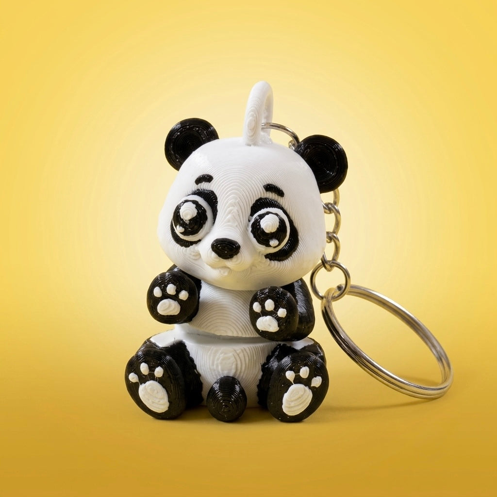 Cute Sitting Panda Articulated 3d Printed Keychain