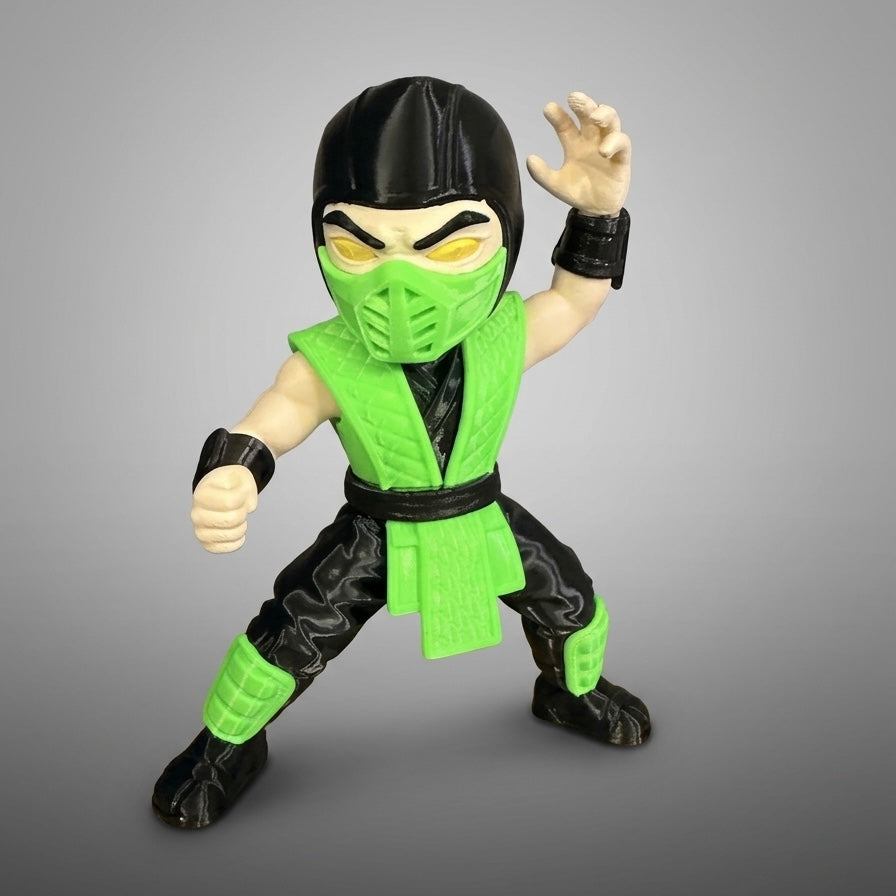 Reptile Chibi Desk Buddy – 3D Printed Mortal Kombat Collectible (15cm)