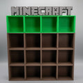 Minecraft Grass Block Kinderjoy Display Frame – 16-Slot 3D Printed Wall Shelf