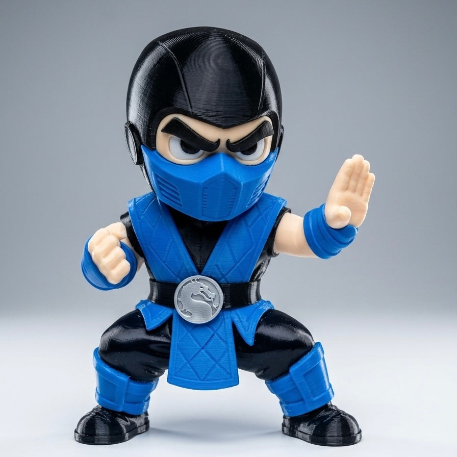 Sub-Zero Chibi Desk Buddy – 3D Printed Mortal Kombat Collectible (15cm)