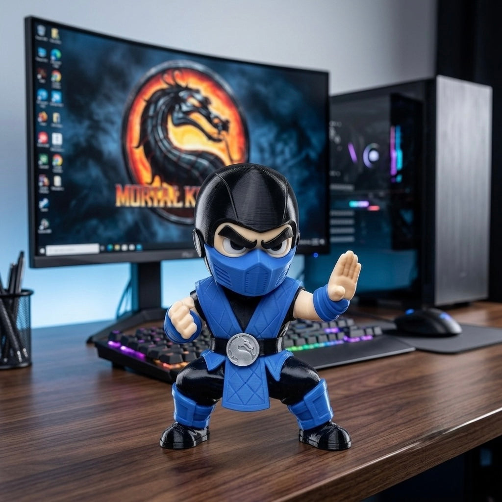 Sub-Zero Chibi Desk Buddy – 3D Printed Mortal Kombat Collectible (15cm)