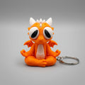 3D Printed Meditating Dragon Keychain - Orange