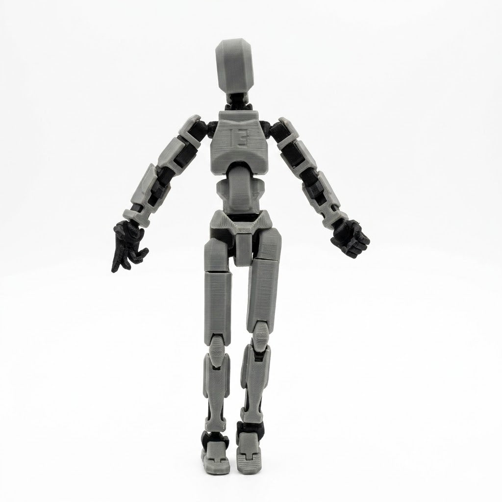 Craftgami DIY Dummy-13 Action Figure Robot | Fully Articulated Action Figure Toy | 3D Printed (5.4inches) (Gray-Black)