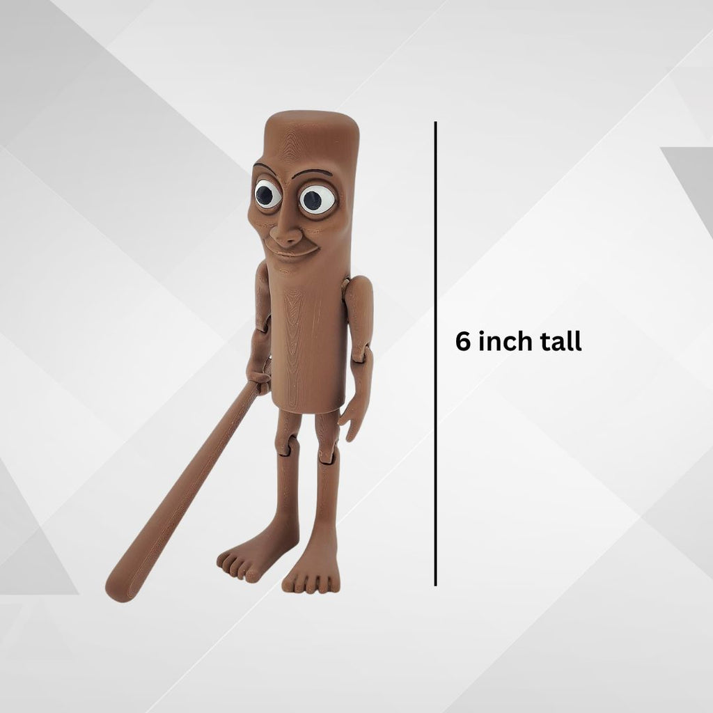 Tung Tung Tung Sahur Action Figure | 6-Inch Meme Toy | Italian Brainrot Collectible | 3D Printed Articulated Model with Bat | Funny Viral Figurine Gift | Brown (Pack of 1)