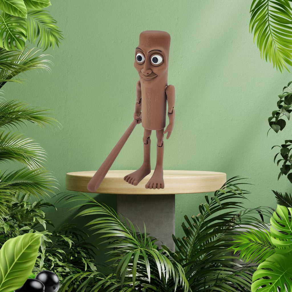 Tung Tung Tung Sahur Action Figure | 6-Inch Meme Toy | Italian Brainrot Collectible | 3D Printed Articulated Model with Bat | Funny Viral Figurine Gift | Brown (Pack of 1)