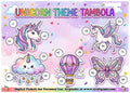 Digital Tambola Tickets - Unicorn Theme - Design#1 (Set A) Tickets No 1 to 20 - PDF File download