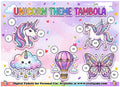 Digital Tambola Tickets - Unicorn Theme - Design#1 (Set C) Tickets No 41 to 60 - PDF File download