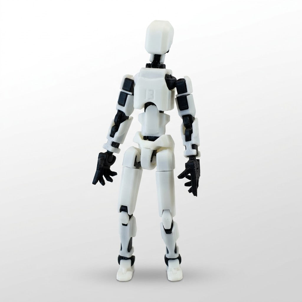 Craftgami DIY Dummy-13 Action Figure Robot | Fully Articulated Action Figure Toy | 3D Printed (5.4inches) (White-Black)