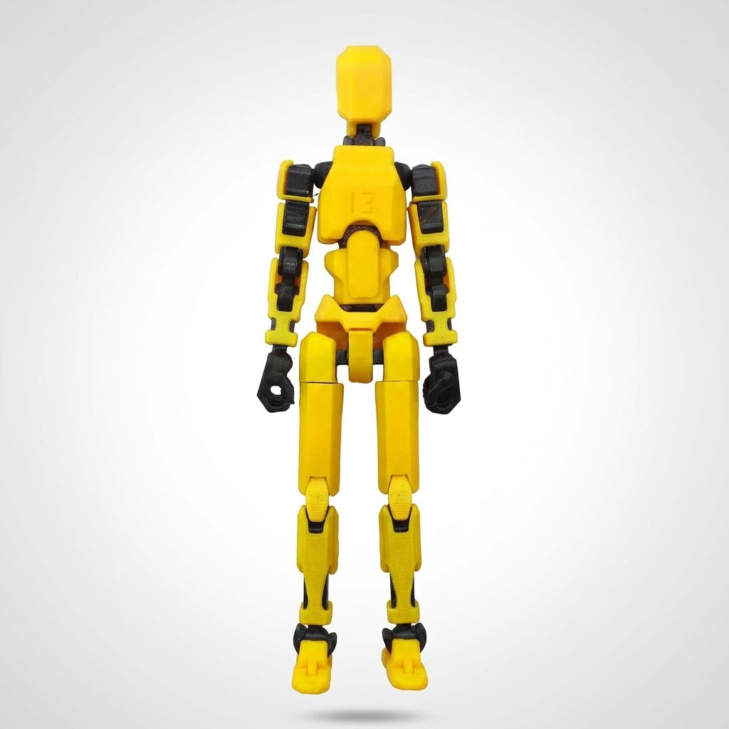 Craftgami DIY Dummy-13 Action Figure Robot | Fully Articulated Action Figure Toy | 3D Printed (5.4inches) (Yellow-Black)