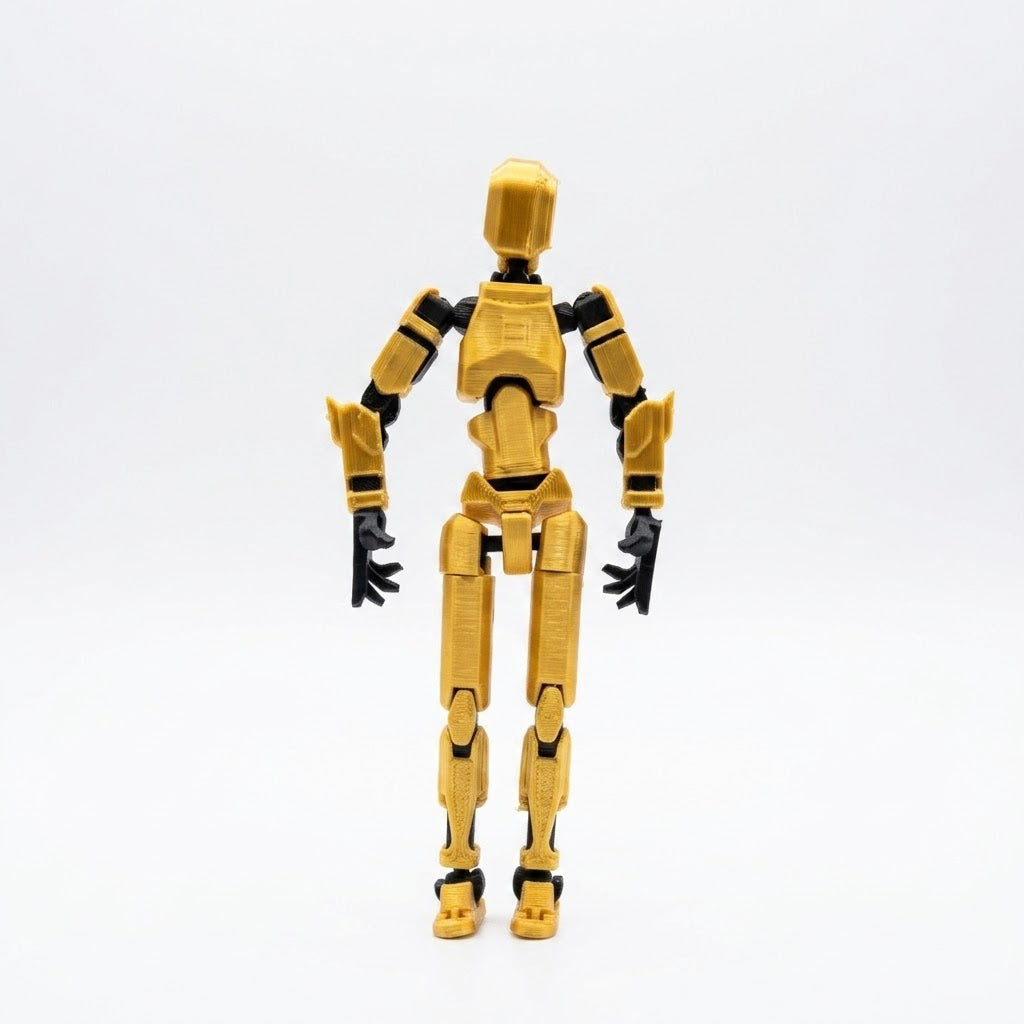 Craftgami DIY Dummy-13 Action Figure Robot | Fully Articulated Action Figure Toy | 3D Printed (5.4inches) (Gold-Black)