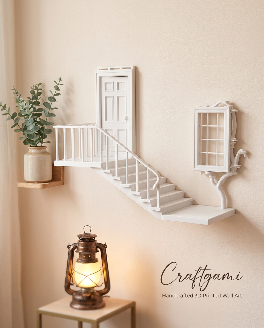 Craftgami Whimsical Fairy Staircase 3D Printed Wall Art