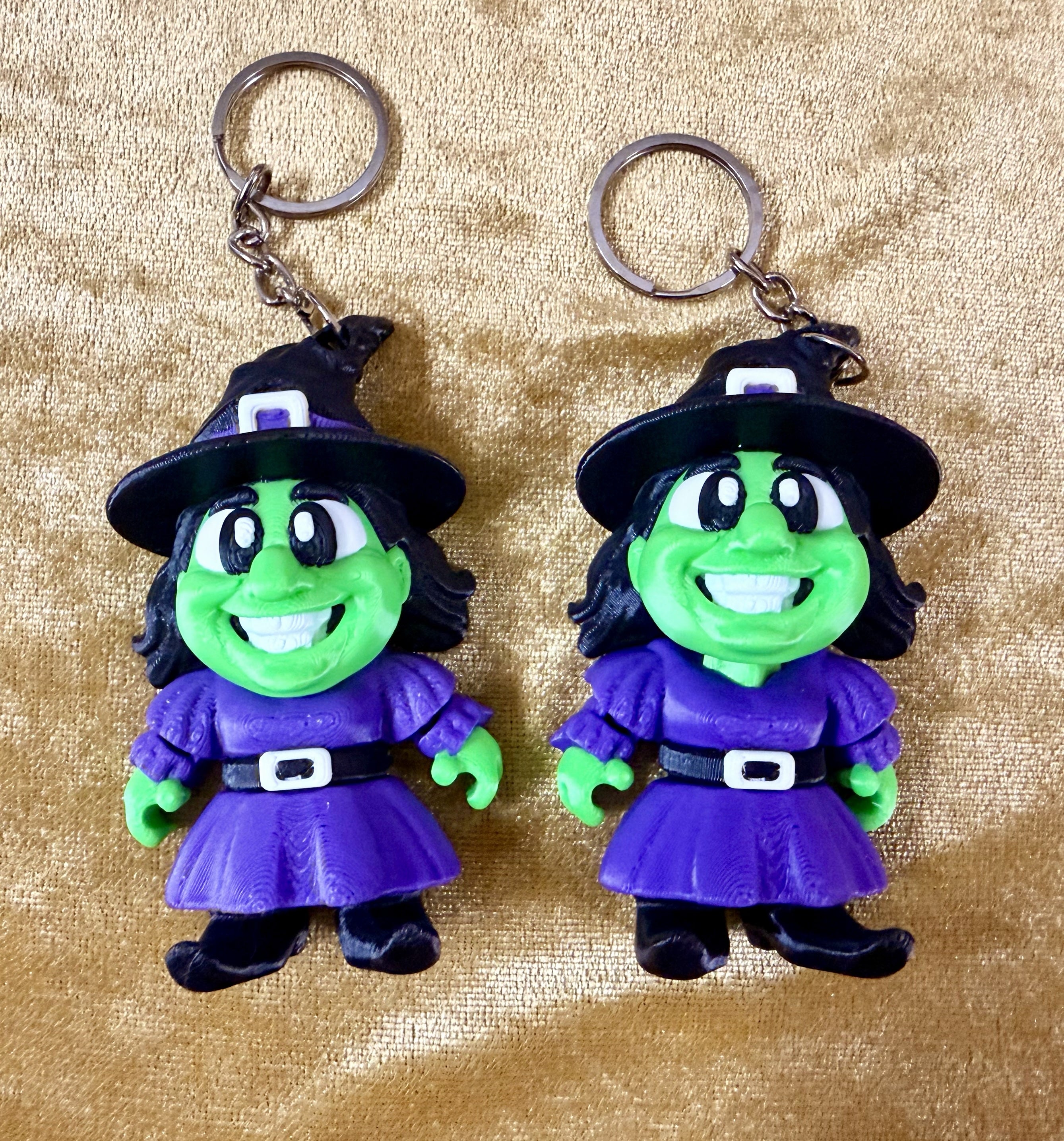 Happy Witch Keychain (3d Printed, Articulated) – 2 pc