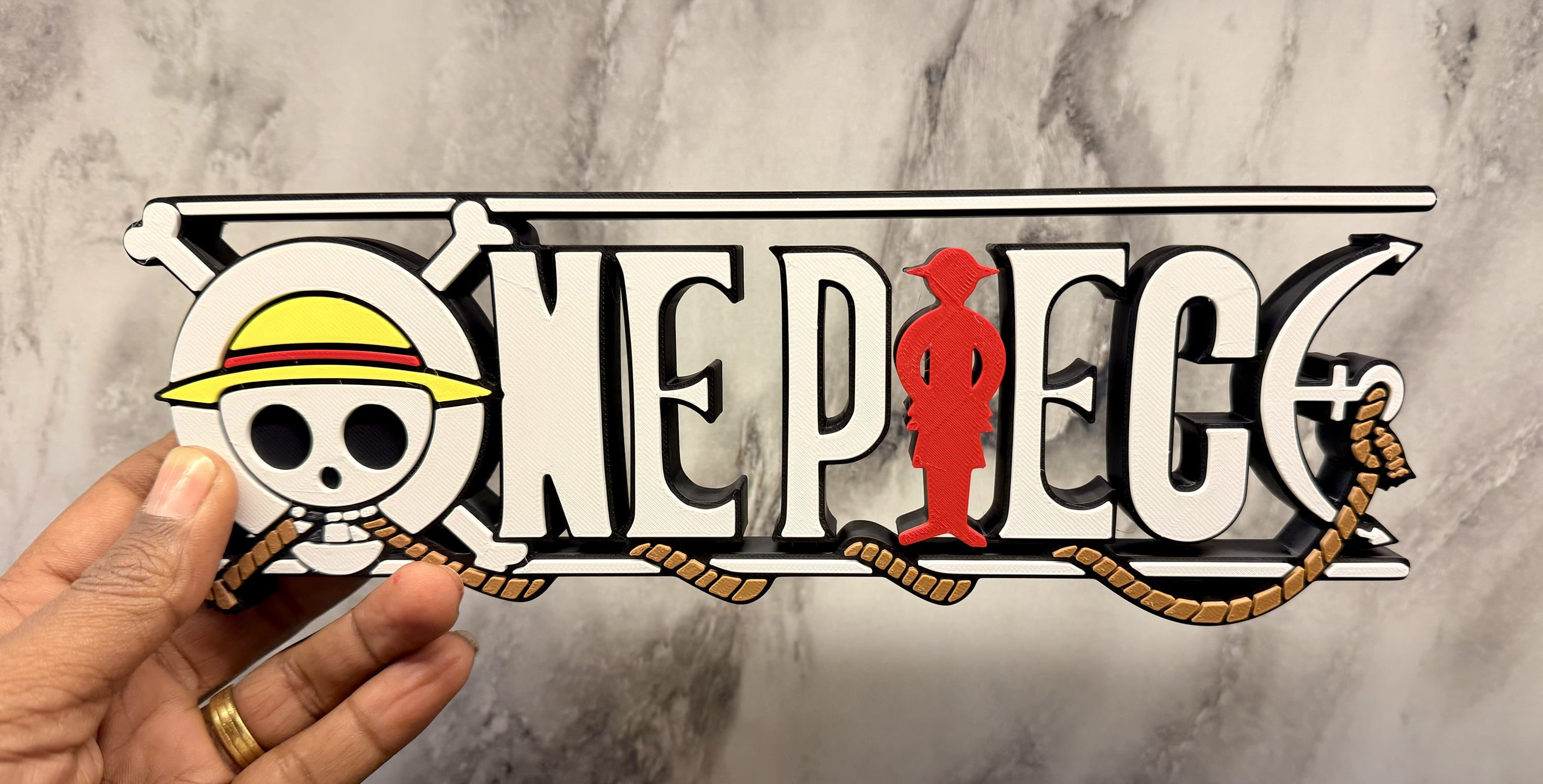 3d printed One Piece Logo for table/shelf decor (Fan Art)