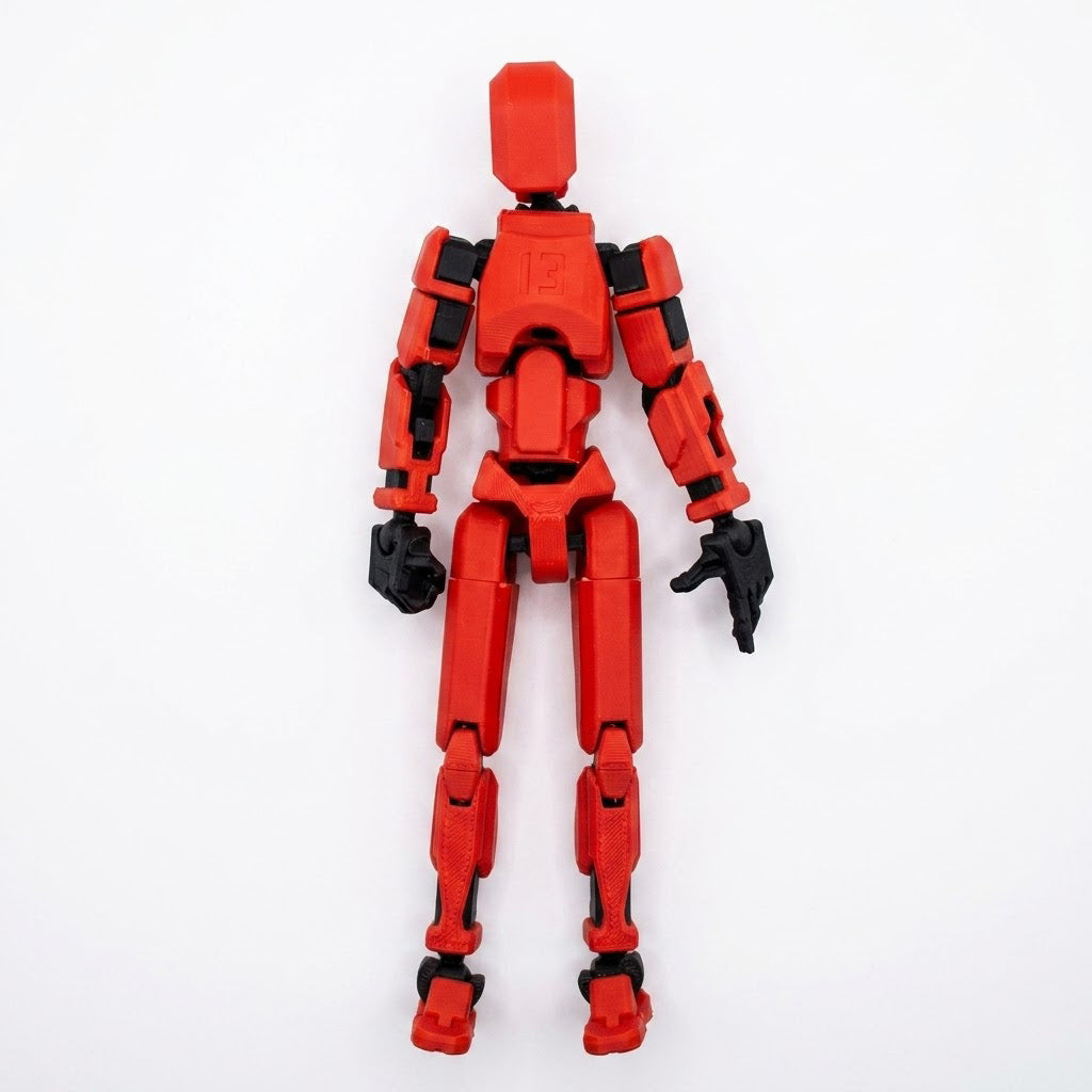 Craftgami DIY Dummy-13 Action Figure Robot | Fully Articulated Action Figure Toy | 3D Printed (5.4inches) (Red-Black)