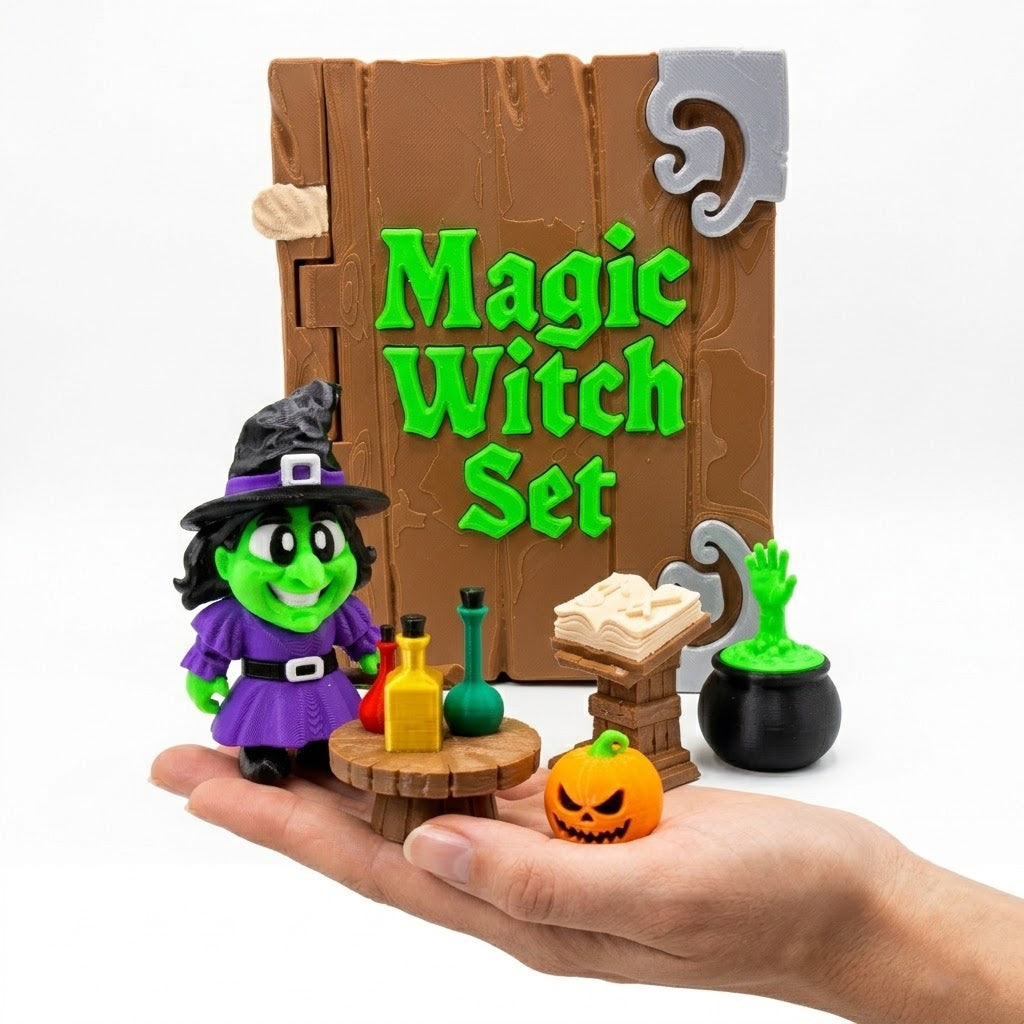Magic Witch Playset (3d printed, Articulated) – 1 set
