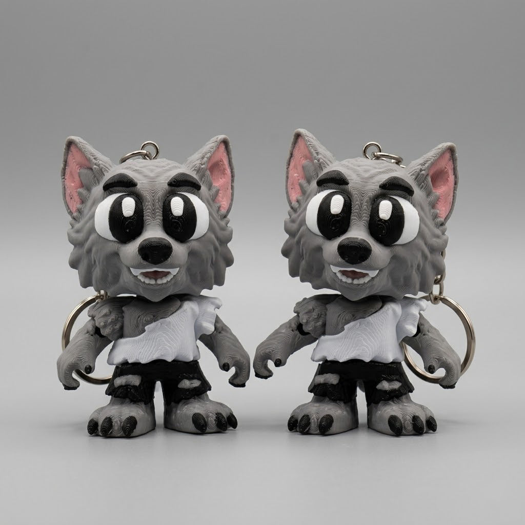 Articulated Cute Wolf Keychain (pack of 2)